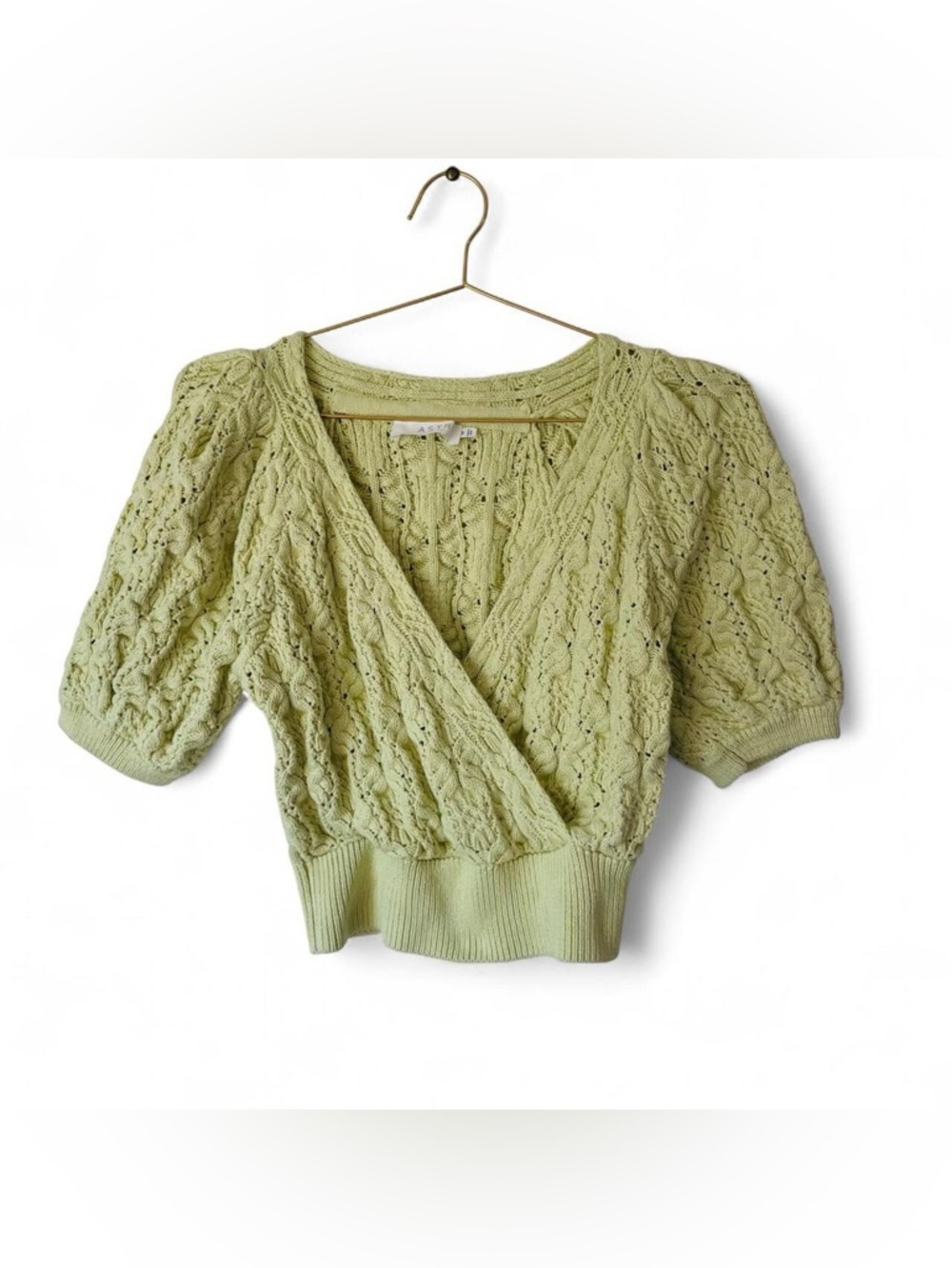 ASTR The Label Butter Yellow Cable Knit Wrap Sweater – Lightweight Spring Knit